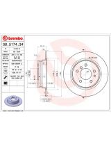 BREMBO 08.5174.34 Тормозной диск задний