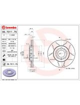 BREMBO 09.7011.75 Тормозной диск передний с винтами