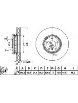ATE 24.0136-0115.2 Тормозной диск передний (левый, 2-секционнный)