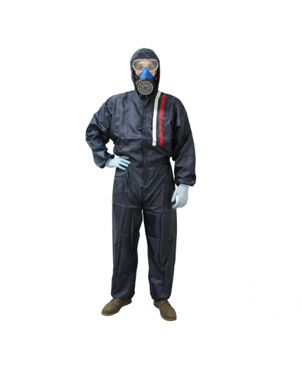 Русский мастер Комбинезон малярный, XXL, многоразовый, синий с красно-белыми полосами Фото 2