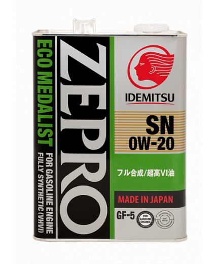 Моторное масло IDEMITSU ZEPRO ECOMEDALIST SN/GF-5 0W-20 4л