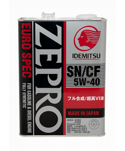 Моторное масло IDEMITSU ZEPRO EURO SPEC SN/СF 5W-40 4л