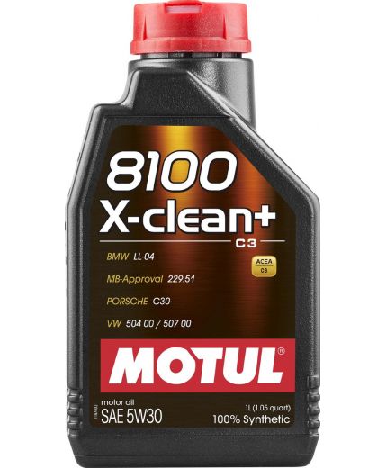 Моторное масло MOTUL 8100 X-CLEAN + ACEA С3 5W-30 1л (ЗАМЕНА 102259)