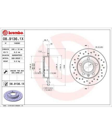 BREMBO Тормозной диск