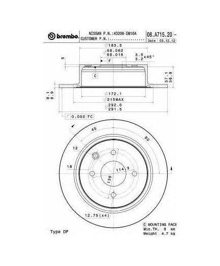 BREMBO Тормозной диск