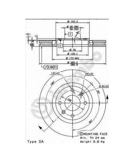 BREMBO Тормозной диск