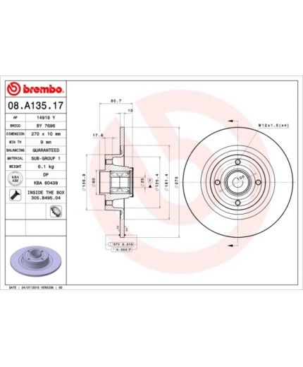 BREMBO Тормозной диск