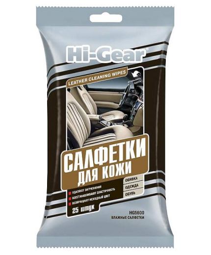 HI-GEAR Салфетки для кожи 25шт
