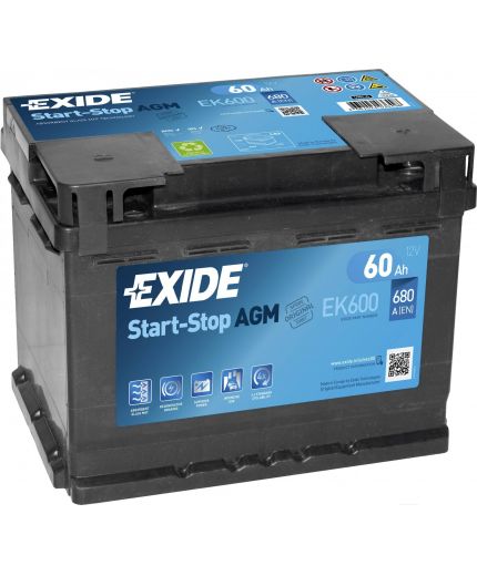 EXIDE Аккумулятор Start-Stop AGM EK600 680А (60 А/ч)