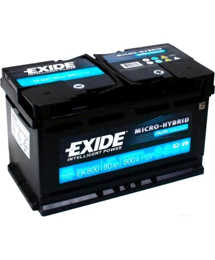 EXIDE Аккумулятор Start-Stop AGM EK800 800А (80 А/ч)