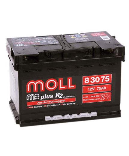 MOLL Аккумулятор M3 plus K2 83075 680А (75 А/ч)
