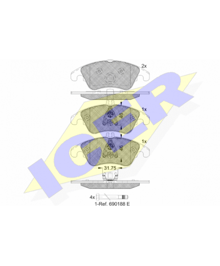 ICER Колодки дисковые передние