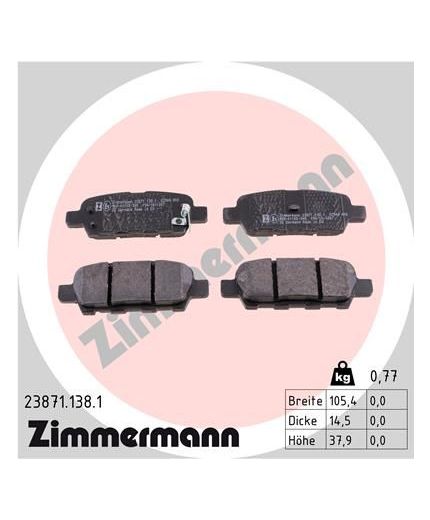 ZIMMERMANN Колодки дисковые задние