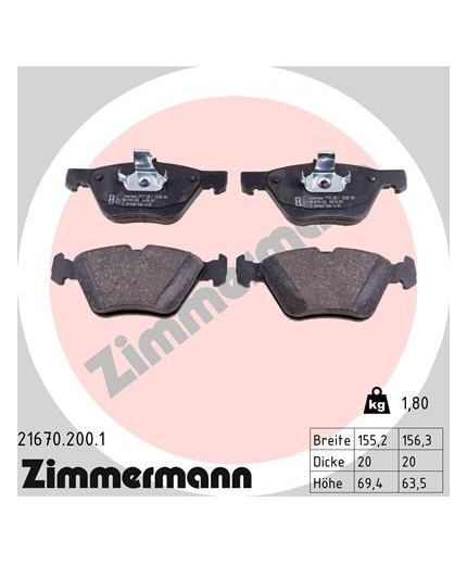 ZIMMERMANN Колодки дисковые передние
