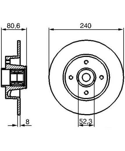 BOSCH Тормозной диск задний c подшипником и кольцом