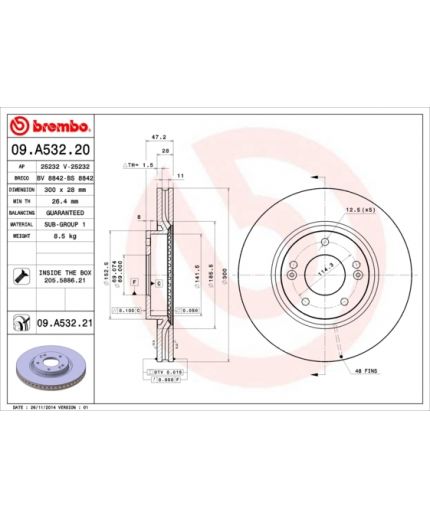 BREMBO Тормозной диск передний