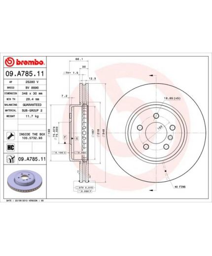 BREMBO Тормозной диск передний с покрытием