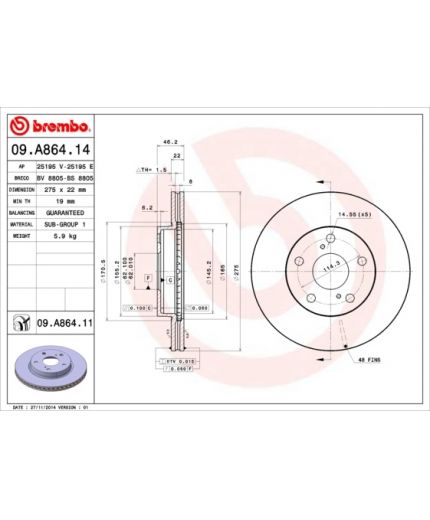 BREMBO Тормозной диск передний