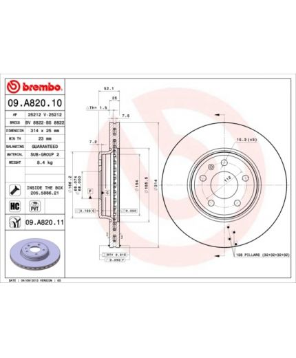 BREMBO Тормозной диск передний