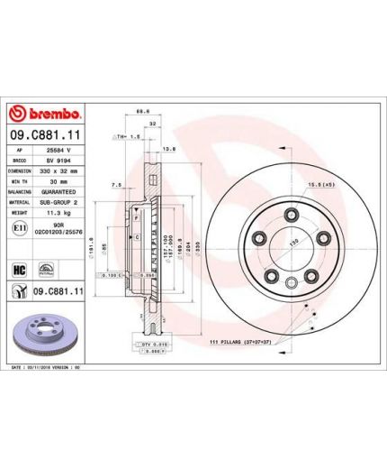 BREMBO Тормозной диск передний (правый)