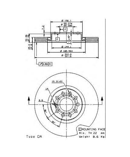 BREMBO Тормозной диск передний