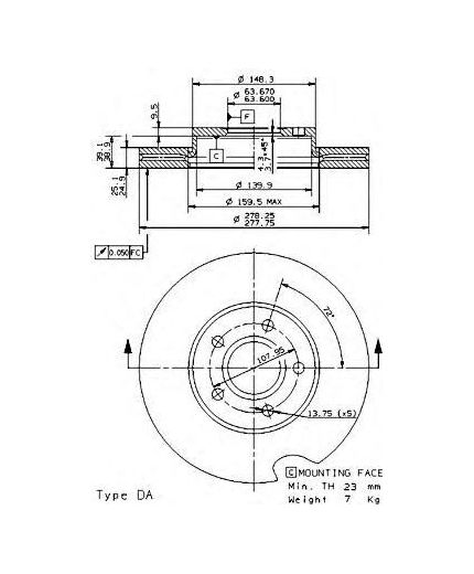 BREMBO Тормозной диск передний
