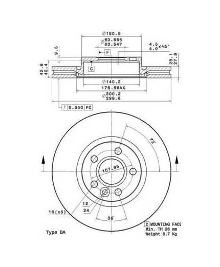 BREMBO Тормозной диск передний
