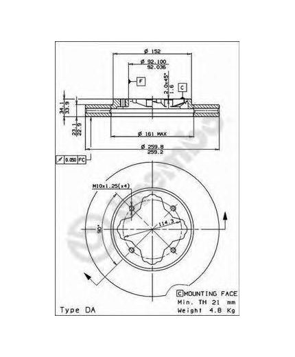 BREMBO Тормозной диск передний