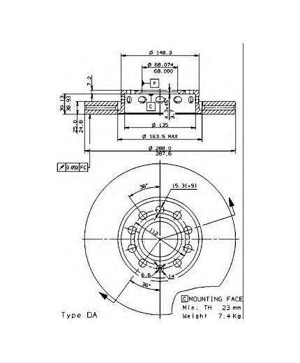 BREMBO Тормозной диск передний