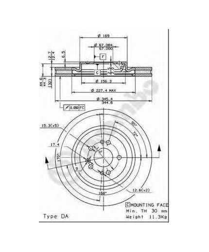 BREMBO Тормозной диск передний