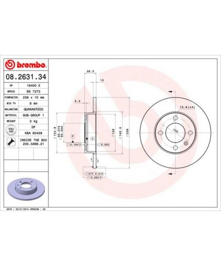 BREMBO Тормозной диск передний