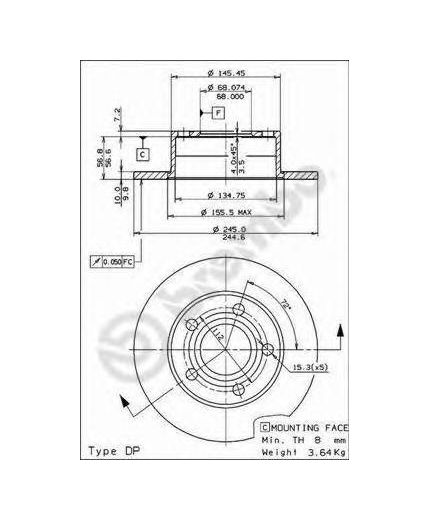BREMBO Тормозной диск