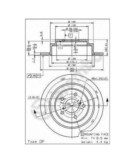 BREMBO Тормозной диск задний