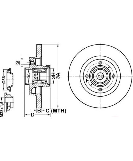 ATE Тормозной диск задний с подшипником и кольцом ABS