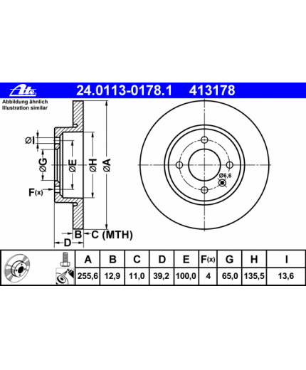 ATE Тормозной диск передний Фото 2