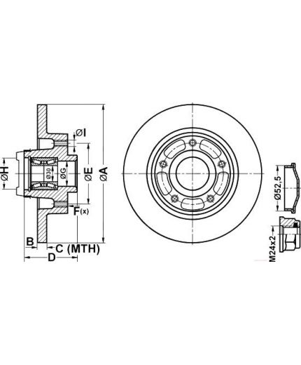 ATE Тормозной диск задний с подшипником ис кольцом под датчик ABS
