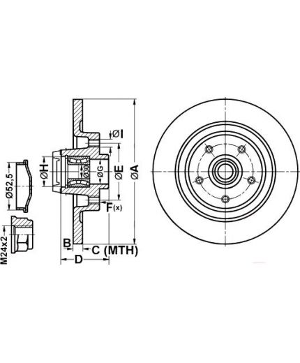 ATE Тормозной диск задний с подшипником ис кольцом под датчик ABS