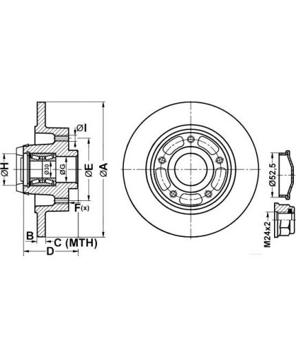 ATE Тормозной диск задний с подшипником ис кольцом под датчик ABS