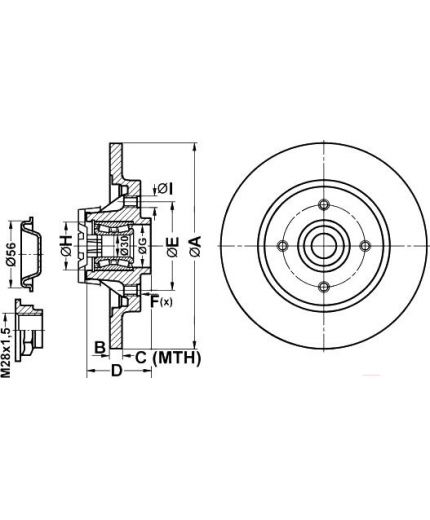 ATE Тормозной диск задний с подшипником ис кольцом под датчик ABS