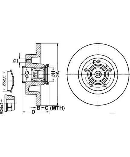 ATE Тормозной диск задний с подшипником и датчиком ABS