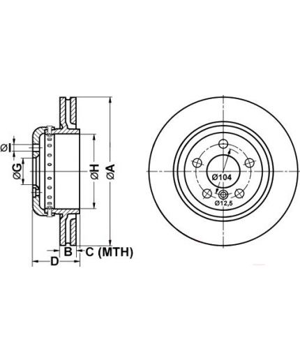 ATE Тормозной диск задний (2-секционнный)