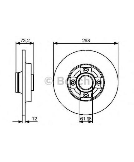 BOSCH Тормозной диск задний с подшипником