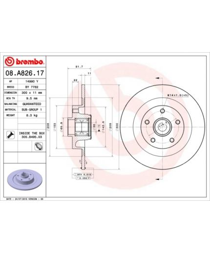 BREMBO Тормозной диск задний