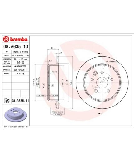 BREMBO Тормозной диск задний