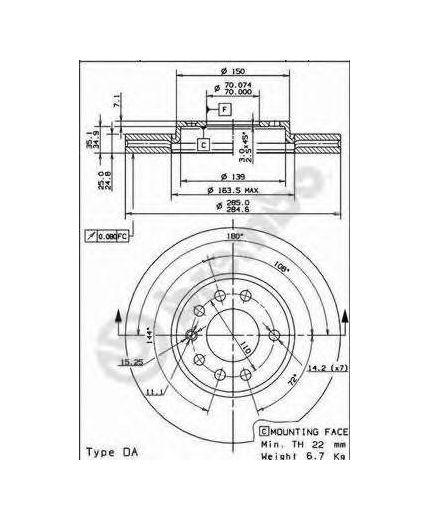 BREMBO Тормозной диск передний