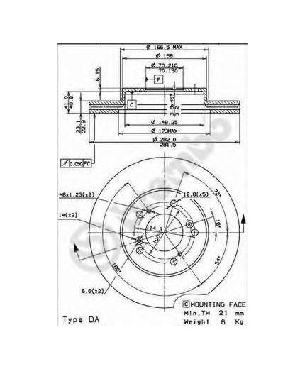 BREMBO Тормозной диск передний