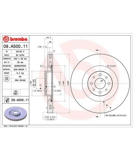 BREMBO Тормозной диск передний