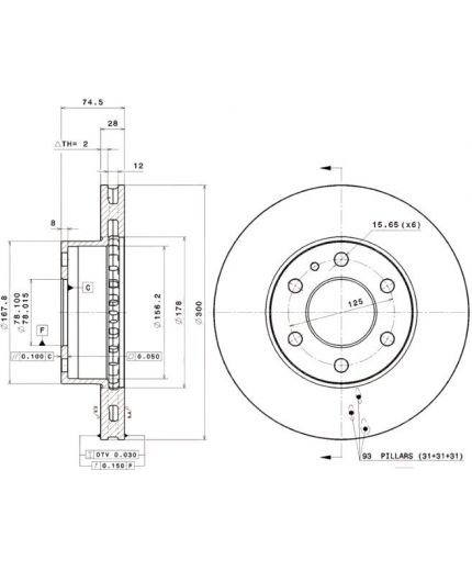 BREMBO Тормозной диск передний