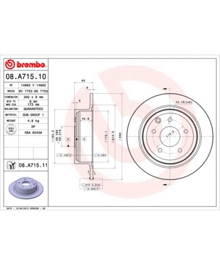 BREMBO Тормозной диск задний