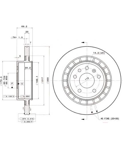 BREMBO Тормозной диск задний